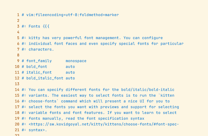 Конфиг-файл с параметрами шрифтов и подробными комментариями.