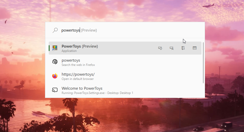 Launching an app with PowerToys Run.