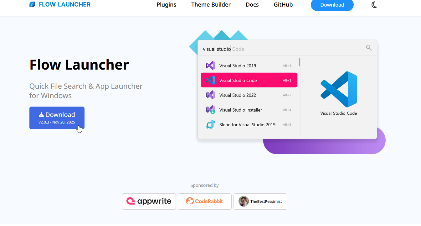 Downloading the Flow Launcher setup.