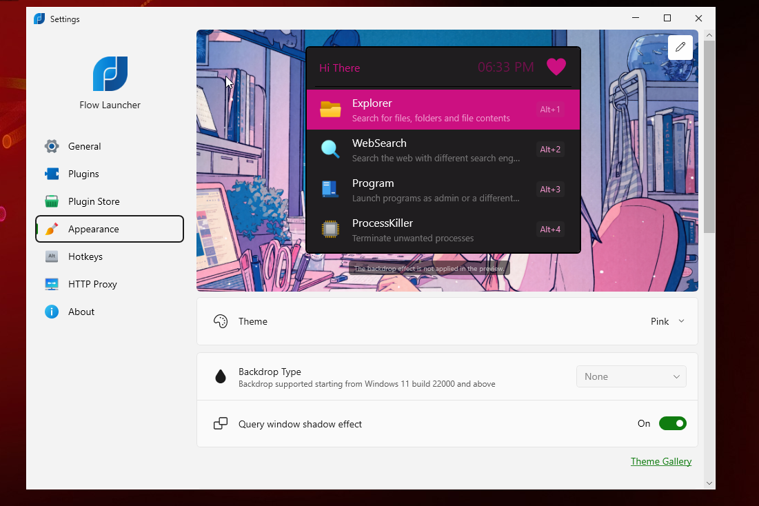 Changing Flow Launcher themes.