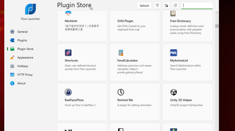 Plugin store to download Flow Launcher plugins.