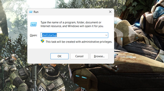 Launching the startup folder in the file system.