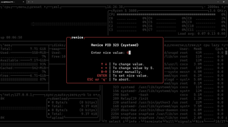 Renice processes with Btop++.