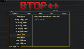 Btop++ theme settings.