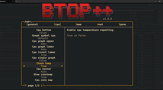 Btop++ theme settings.