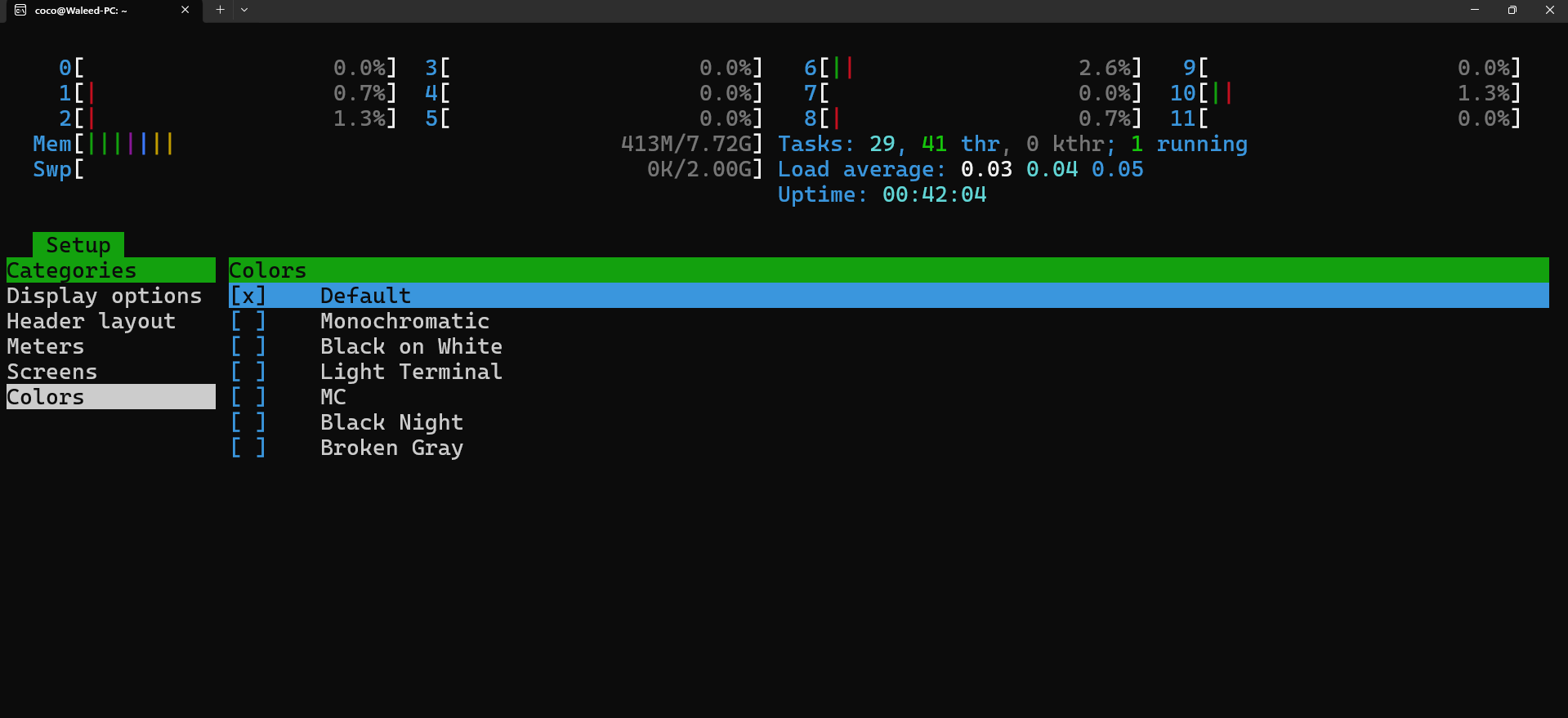 Chaing the Htop theme.