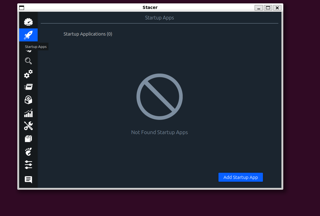 Stacer startup apps.