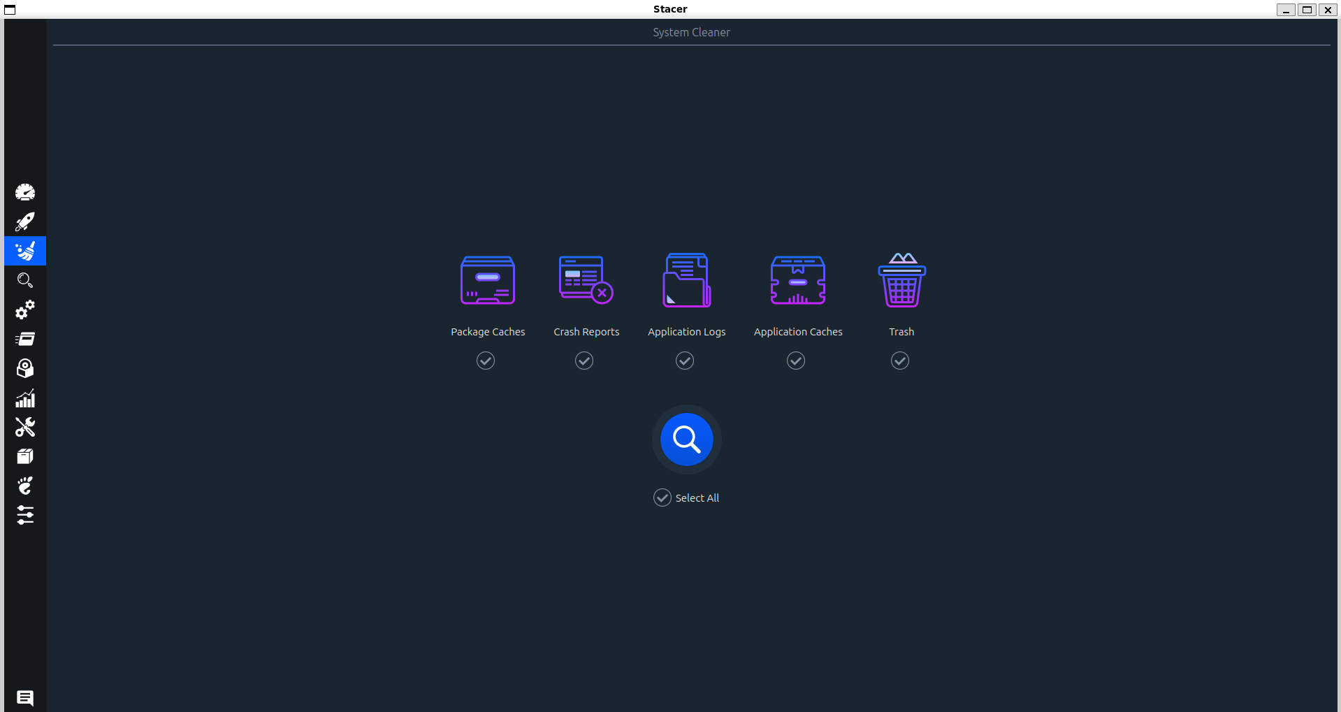 Stacer cache cleaner.