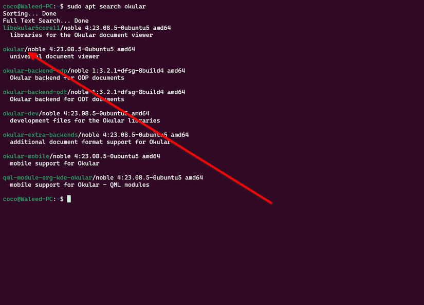 Procurando pelo leitor 'okular' usando APT.