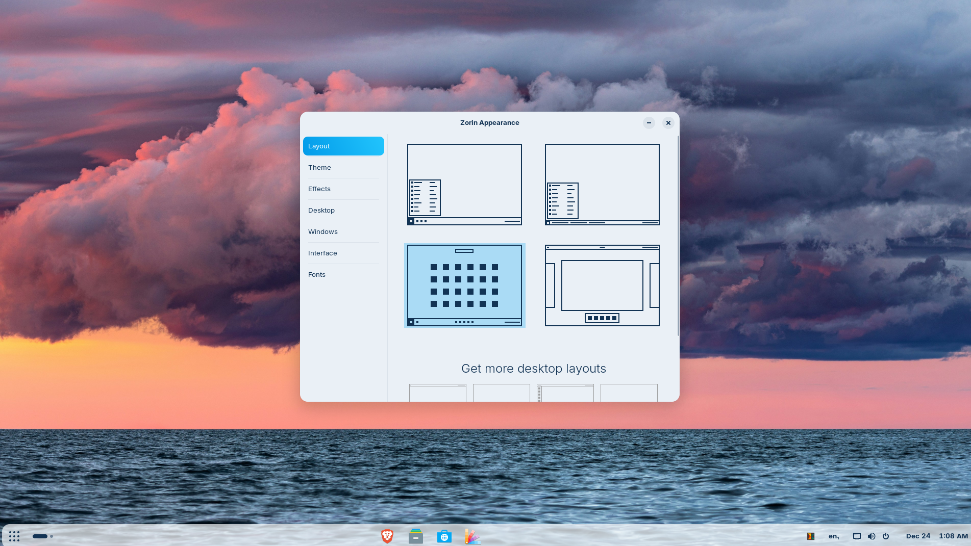 ZorinOS desktop layouts.