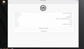 Linux Mint Cinnamon system settings showing system information.