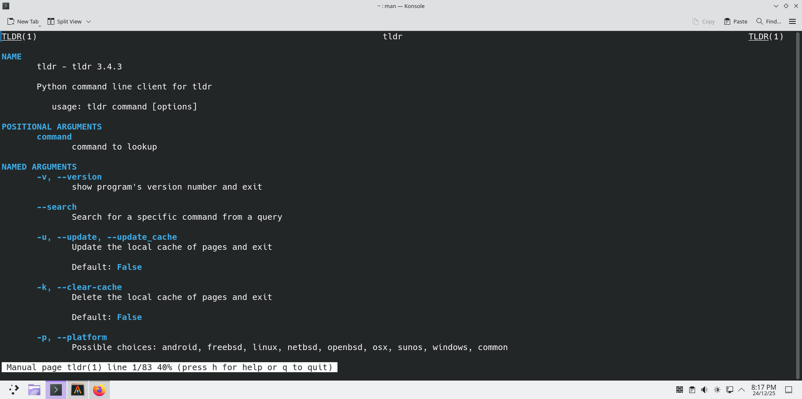 Executando o comando 'man'.