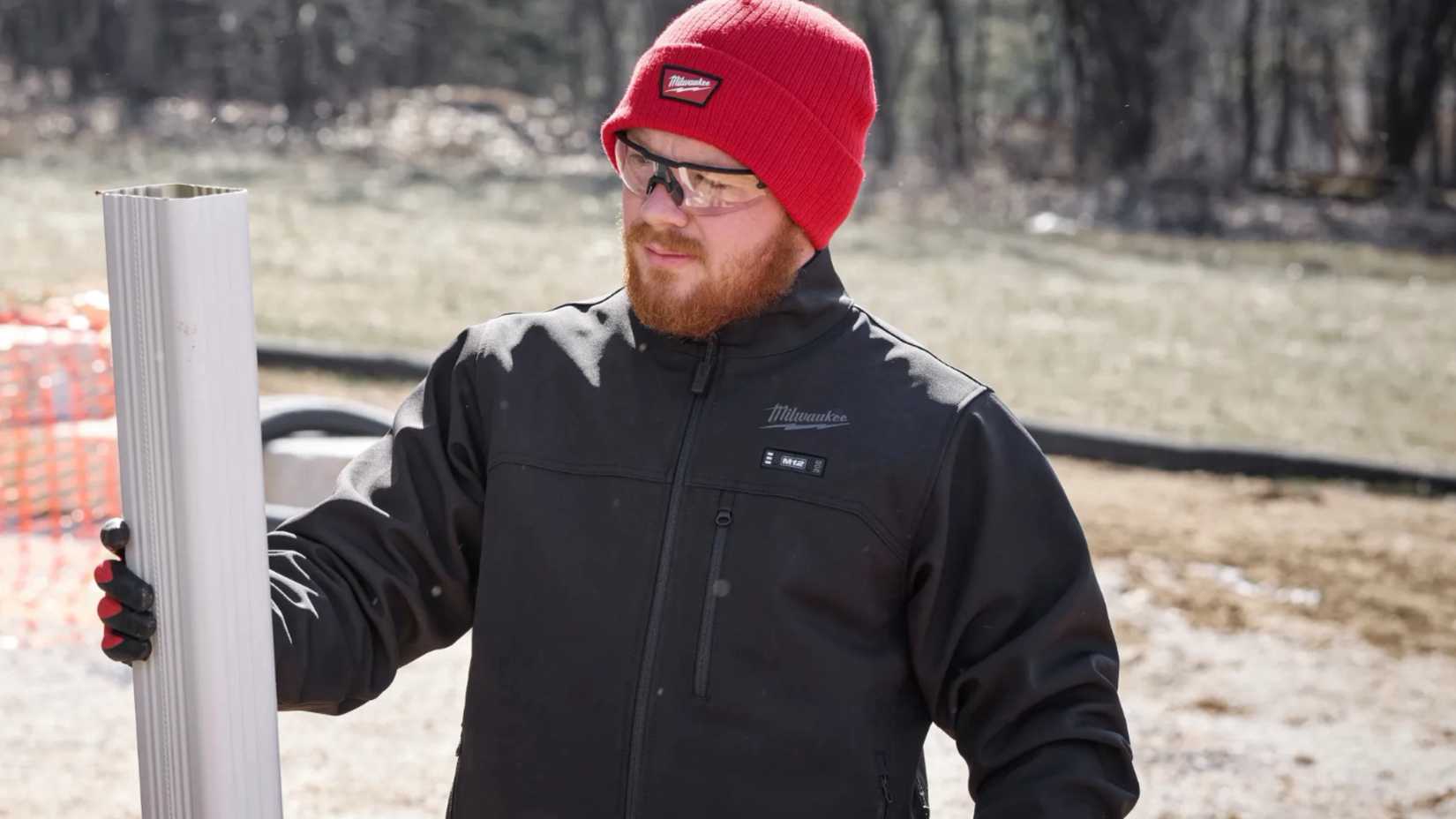 Man wearing Milwaukee's M12 heated jacket