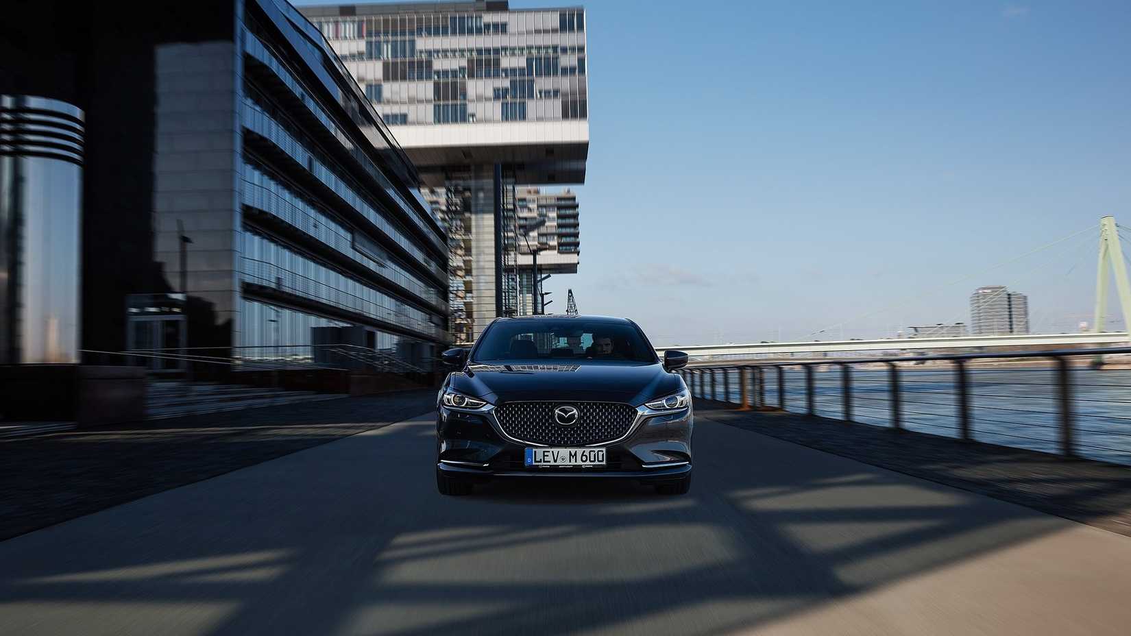 Head-on action shot of a 2018 Mazda 6