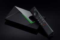 NVIDIA Shield TV Pro sitting on a black background.