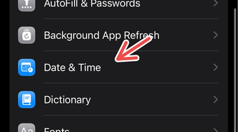 An iPhone screenshot with a red arrow pointing to