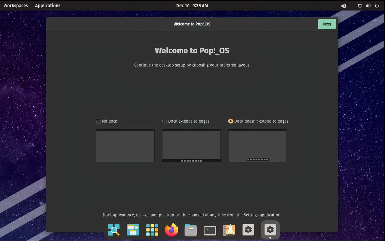 Pop!_OS Gnome tools dock position customization