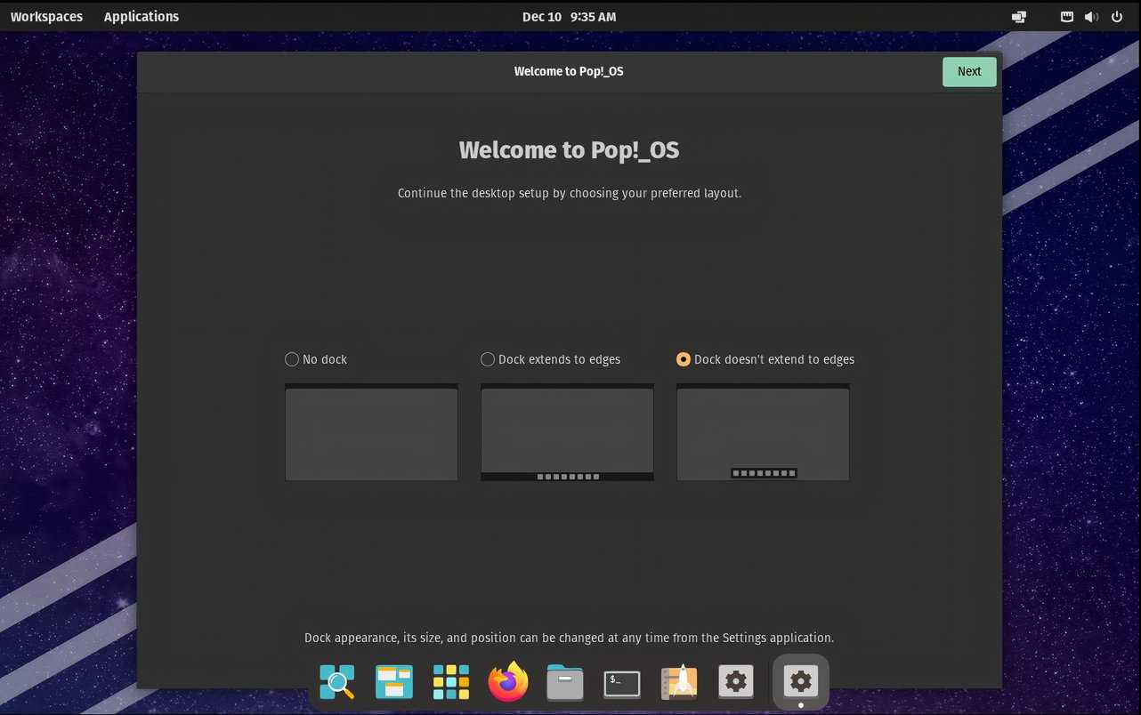 Pop!_OS Gnome tools dock position customization