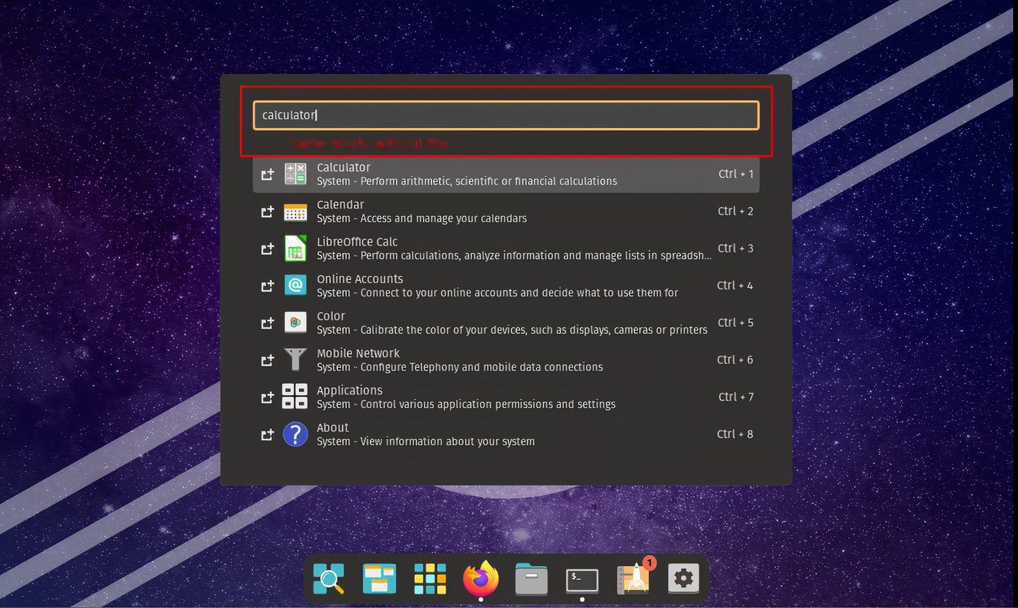 Pop!_OS launcher prefixes for quick access-redundant-features-for-prefix