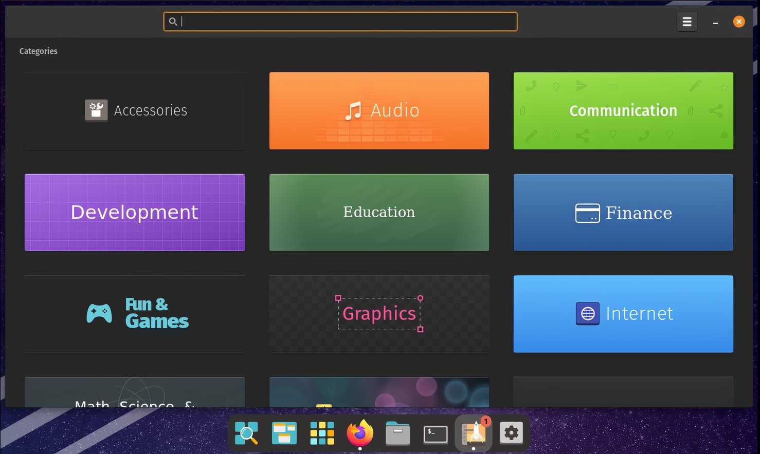 Pop!_OS Pop!_Shop categories