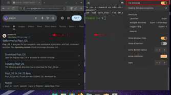 Pop!_OS window tiling feature toggle on with example