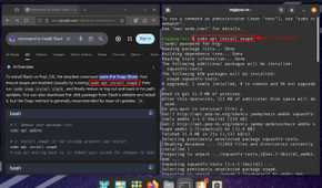 Pop!_OS window tiling feature with example of copy-pasting code