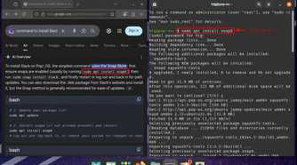 Pop!_OS window tiling feature with example of copy-pasting code