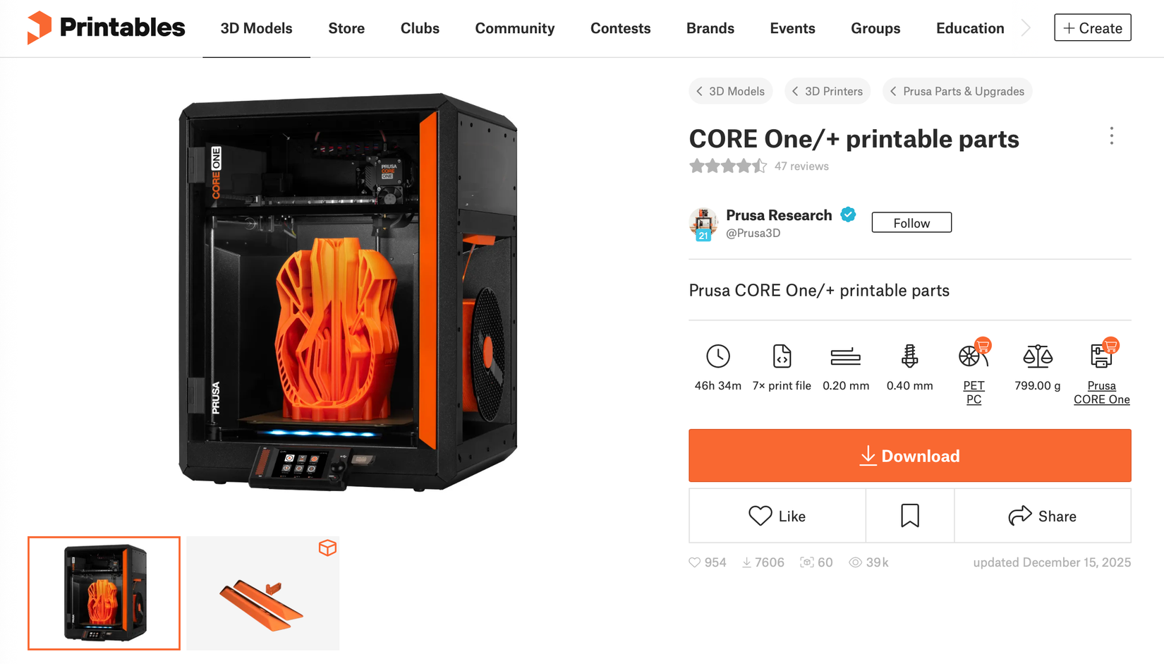 Części do drukarek 3D Prusa na materiałach do druku.