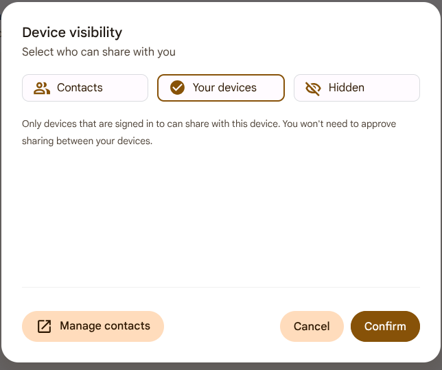 Quick sharing options in ChromeOS.