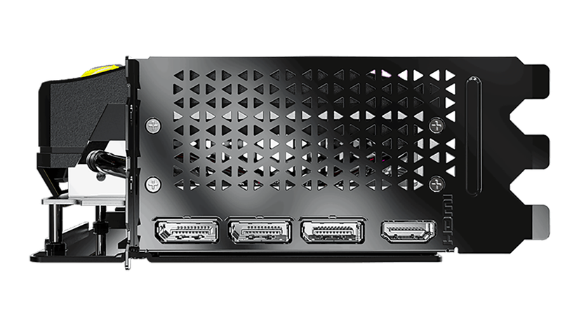 Video ports on an NVIDIA RTX 5080 GPU. 