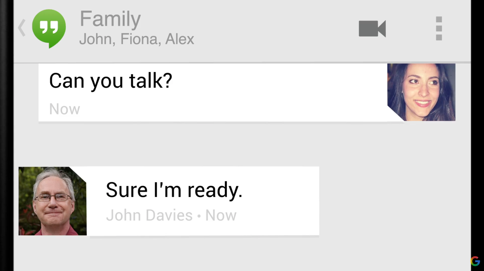 Uma conversa no Google Hangouts.