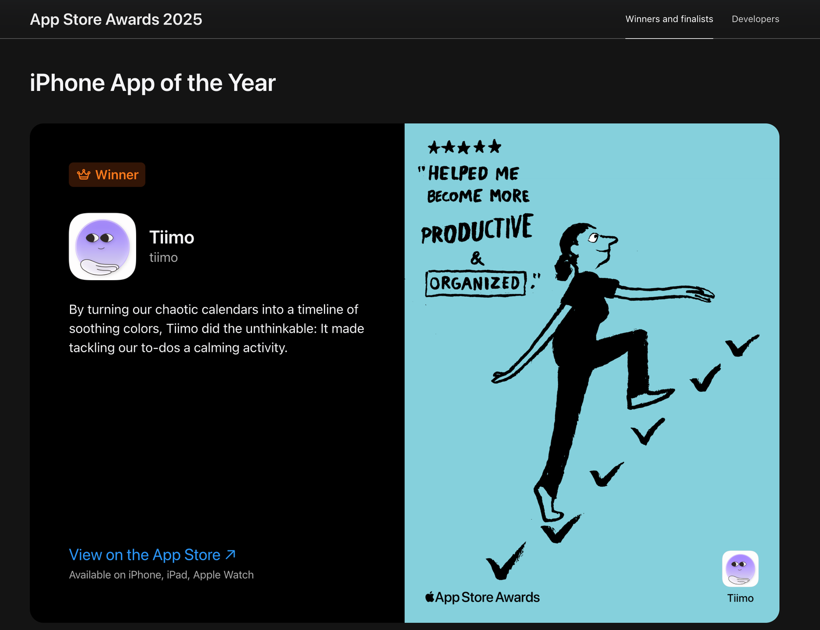 A Apple anunciou o Tiimo como aplicativo do ano para iPhone em 2025.