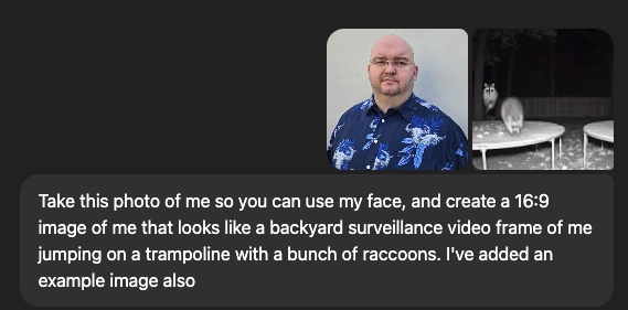 A ChatGPT prompt that combines images to create the first frame of an AI video.