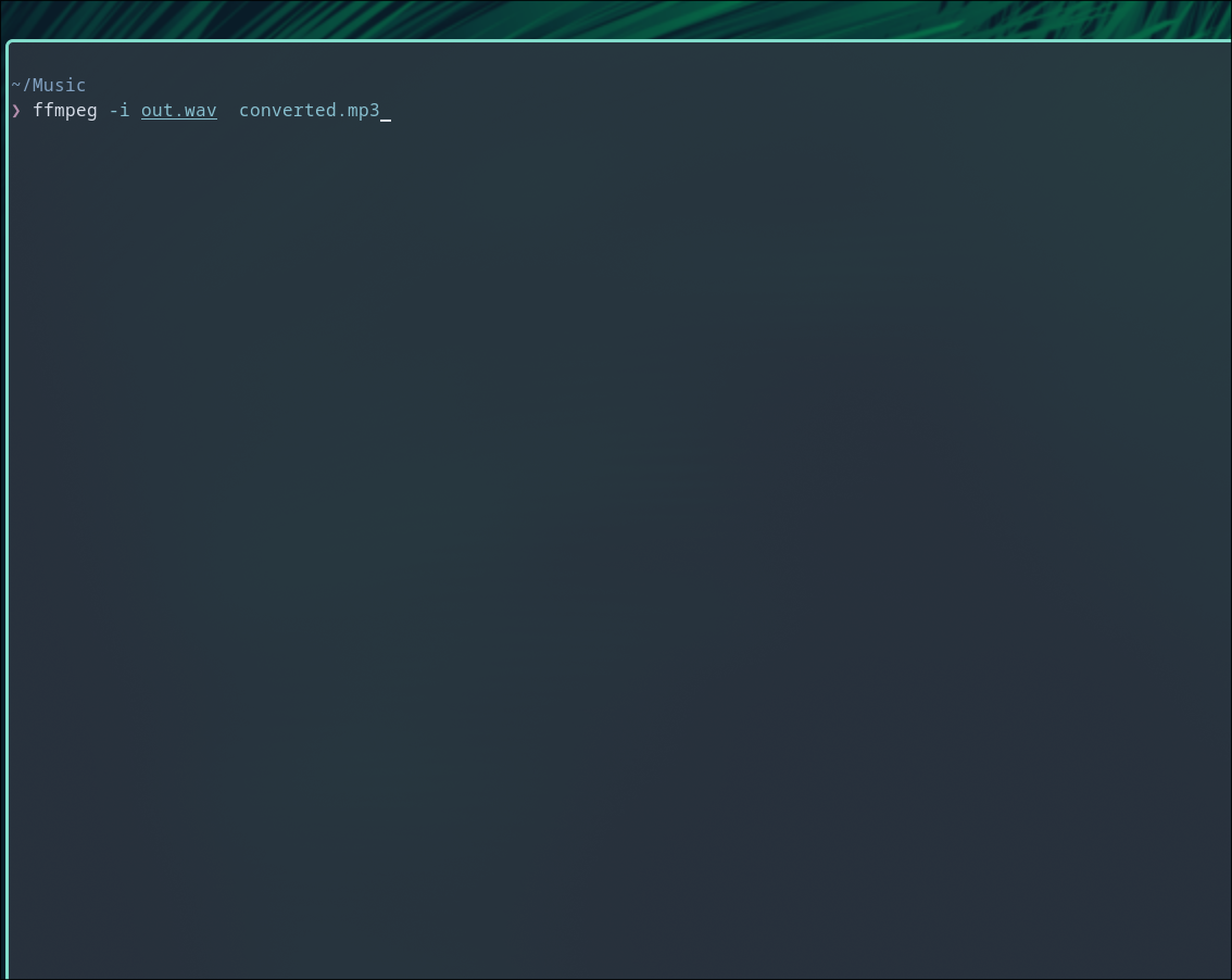 Converting a WAV file into MP3 using FFmpeg.