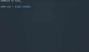 Using Qalc to run currency conversions.