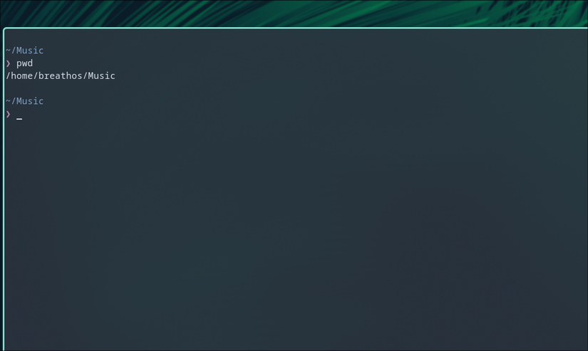 Procurando o diretório atual usando o comando 'pwd'.