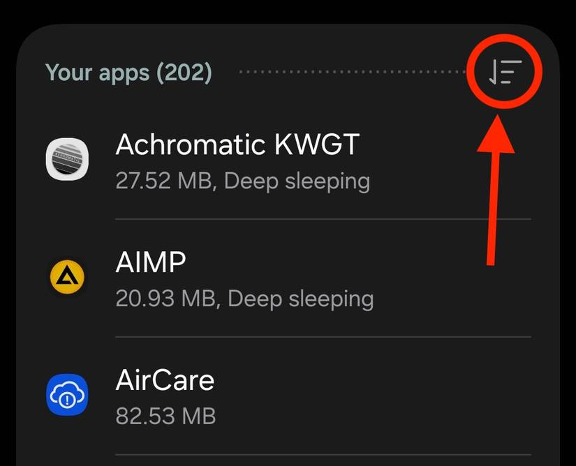 A screenshot showing the apps menu on a Samsung phone. 