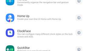 Plug-ins available in the Good Lock app on a Samsung phone.