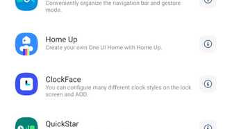 Plug-ins available in the Good Lock app on a Samsung phone.