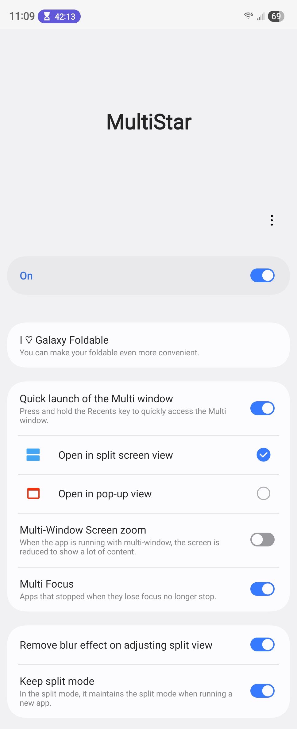 Multitasking features in the Good Lock app on a Samsung phone.