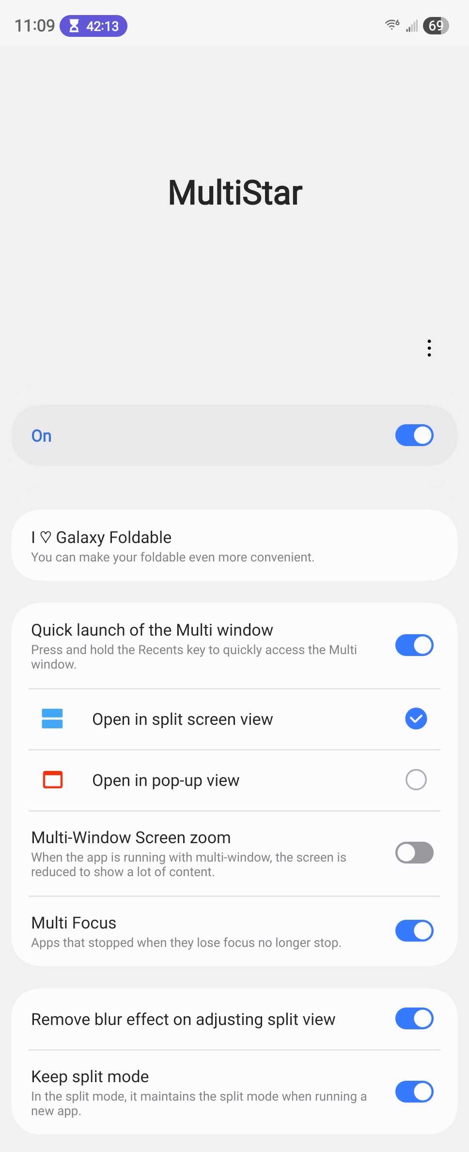 Multitasking features in the Good Lock app on a Samsung phone.