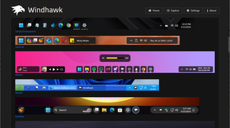 Some of the Windhawk taskbar style options.