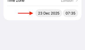The Date setting in the Date & Time settings on an iPhone.