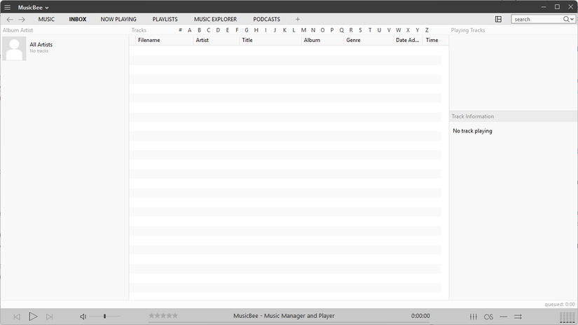 Default user interface in MusicBee.