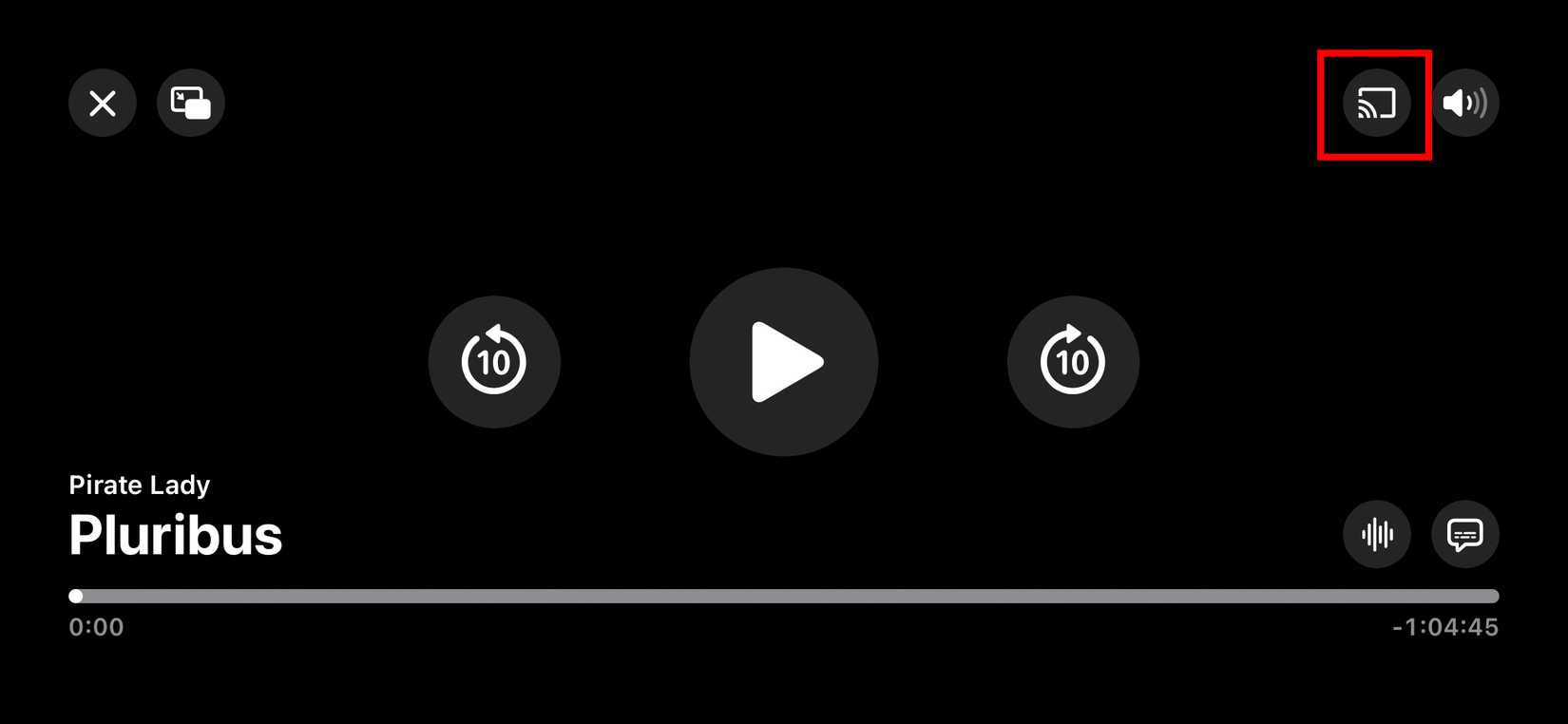 The Google Cast button on the Apple TV Android app.