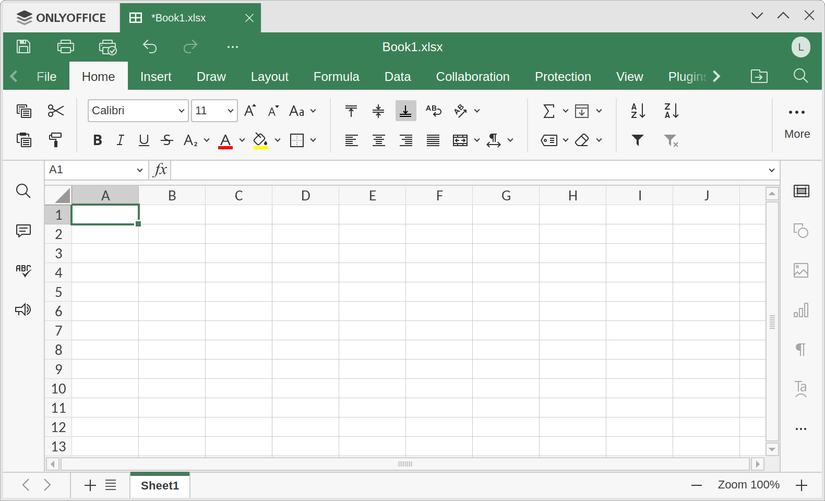 La interfaz de usuario de OnlyOffice.