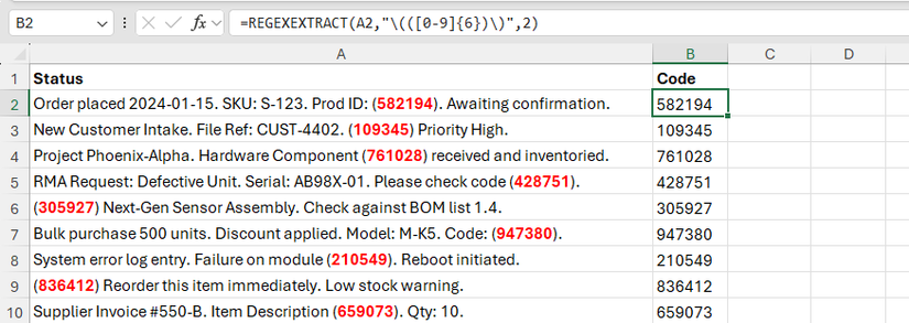 The REGEXEXTRACT function in Excel used to extract a number from a messy text string.