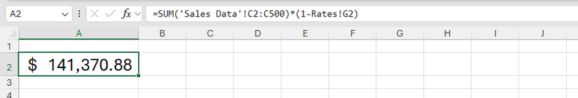 Image 18: Hàm SUM được sử dụng trong Excel với tham chiếu ô từ nhiều trang tính khác nhau.