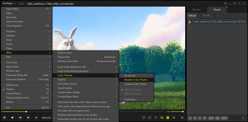 The themes available in PotPlayer are extremely flexible.
