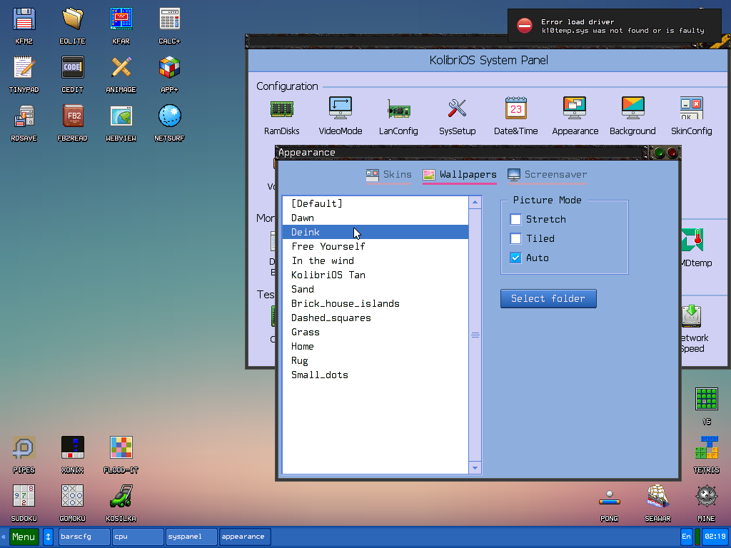 KolibriOS wallpapers.